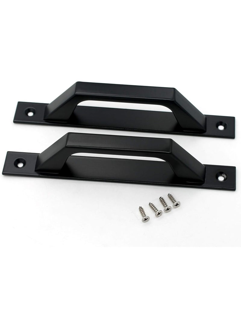 Modern Barn Door Handle Set, 20 cm, Matte Black Carbon Steel, 2-Piece - Image 5